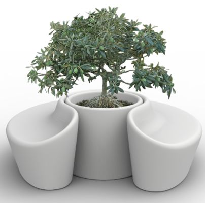 Un buon prezzo. Grandi vasi di fiori con forma a rotolo e sedie in plastica per esterni in linea